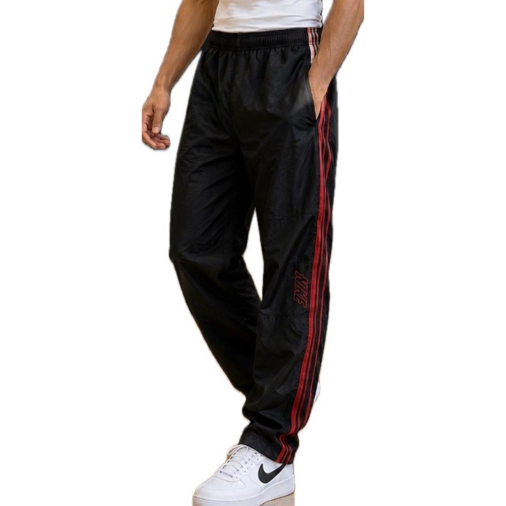 VTG Y2K Nike, Velcro Tear Away Track Pants. Black/Red. Men's Size XL.